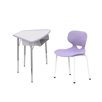 Bureau de travail en bois connectable avec chaise, table ronde peu encombrante, table et chaise modulables, table et chaise de conférence pour la communication