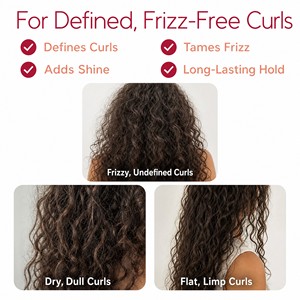 Gel coiffant définissant la gelée pour les boucles des cheveux à tenue forte de marque privée pour les cheveux bouclés ondulés 2a-4c-solution pour les frisottis - Product Image 3