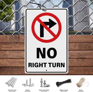 Señal de Tráfico Reflectante de Prohibido Girar a la Izquierda (Cumple con MUTCD de EE. UU./Canadá) - Señal de Tráfico de Aluminio Resistente a la Intemperie - Product Image 4