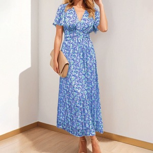 Nouvelle robe longue pour femme, style européen et américain, élégante, décontractée, ample, à imprimé végétal, pour le printemps - Product Image 2