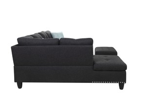 98" Wide Three Seat Left Hand Facing L-Shaped Corner Sectional <b>Sofa</b> <b>Storage</b> Ottoman Eco-Friendly Durable Linen Upholstery <b>Sofa</b> - Product Image 5