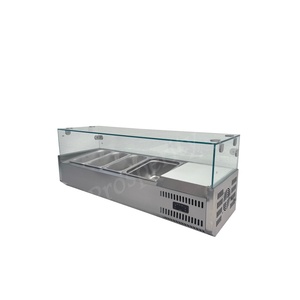 Tavolo Refrigerato per Insalate da 1,2m, Banco Frigo per Insalate, Espositore per Insalate in Acciaio Inox, Tavolo Preparazione Pizza con Raffreddamento Diretto - Product Image 3