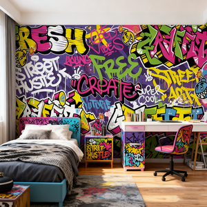Street Art <span class=keywords><strong>Graffiti</strong></span> Grand <span class=keywords><strong>Papier</strong></span> <span class=keywords><strong>Peint</strong></span> en Tissu Hip-Hop pour la Décoration Intérieure - Product Image 4
