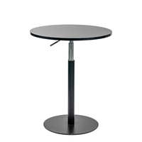 Table de bar moderne minimaliste en bois avec réglage de la hauteur, base en métal noir mat, idéale pour pub, café, maison, îlot de cuisine