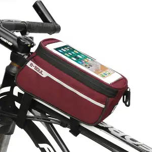 B-soul 방수 사이클링 도로 포장 도구 액세서리 튜브 터치 스크린 자전거 전화 자전거 프론트 프레임 가방