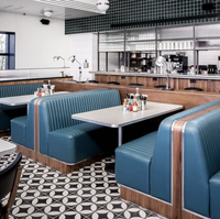 Tables et chaises personnalisées pour restaurants de restauration rapide, élégantes banquettes en bois de Malaisie PARA Restaurantes, ensembles de meubles de restaurant