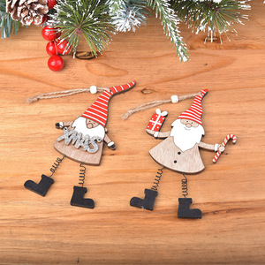 Wooden Christmas Gnome Ornaments Hanging Decorations Rustic Style <b>Mini</b> Figures For Tree Holiday Decor - Product Image 1