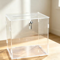 Boîte de collection verrouillable en acrylique transparent sur mesure avec serrure sécurisée, vitrine transparente pour dons, cartes, cadeaux et événements