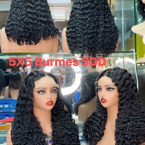 Échantillon gratuit Perruque frontale en dentelle HD Cheveux humains Perruques sans colle Cheveux bouclés birmans Cuticules alignées Perruques frontales en dentelle pour femmes noires - Product Image 2