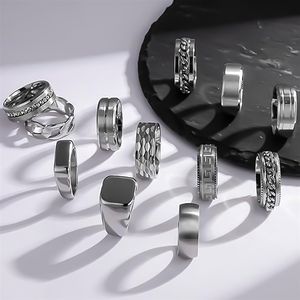 Anillo <span class=keywords><strong>de</strong></span> Dedo Índice Simple Cuadrado <span class=keywords><strong>de</strong></span> Acero <span class=keywords><strong>de</strong></span> Titanio Europeo y Americano, Estilo Hip-Hop, Moderno para Hombre, para <span class=keywords><strong>Instagram</strong></span> - Product Image 2
