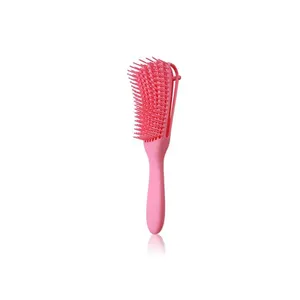 Gloway plástico antiestático 8 filas 3a ~ 4c desenredador cepillo profesional desenredante cepillo de pelo Afro peine para cabello rizado