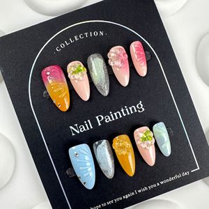100% uñas portátiles hechas a mano de alta calidad con conchas talladas en 3D nuevos parches de decoración de uñas oceánicas sirena desmontable falso - Product Image 1