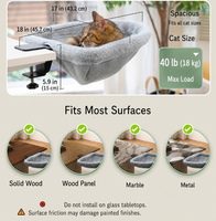 Lit de bureau pour chat de grande taille de style encastré, hamac pour chat encastré, perchoir suspendu pliable pour animaux de compagnie avec support