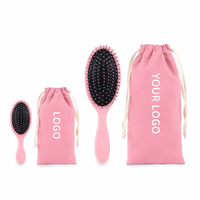 Brosse compacte pour extensions capillaires, mini brosse démêlante, emballage en sac de coton, brosse à poils de sanglier vierge en vrac