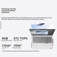Ordinateur portable professionnel fin ThinkBook 16+ 2026 avec processeur Core, carte graphique dédiée IA, RTX 5060, U7 356H, 32 Go RAM, 1 To SSD