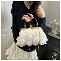 Sac de soirée 3D floral de haute qualité pour femme, fait main, avec chaîne décorative, sac à main