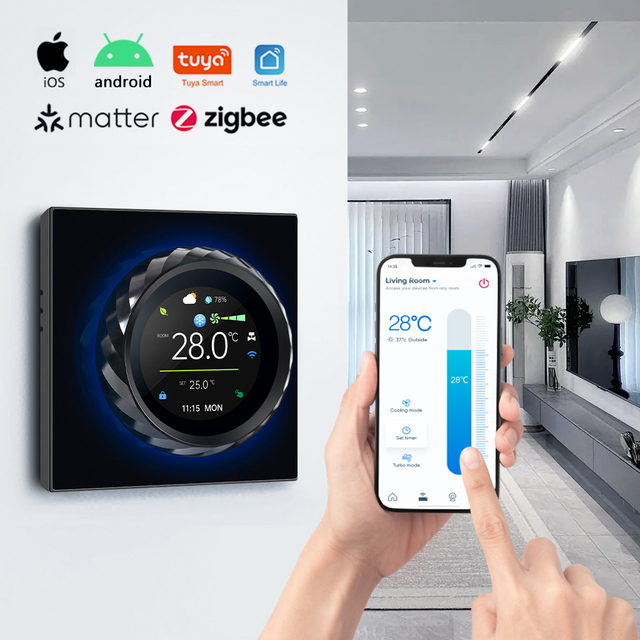 Smart Thermostat Smart Switch WiFi Zigbee, Alexa, Google Assistant, for Heat Pump, Gas Furnace, Fan Coil Systems and VRF