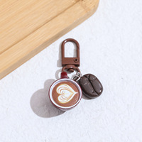 Porte-clés mignon en forme de mini tasse à café latte, breloque en résine imitation grain de café, pendentif de sac, cadeau