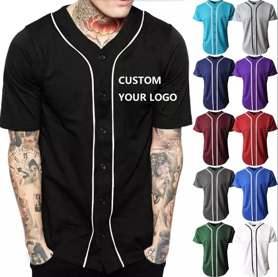 Camiseta de béisbol y softbol bordada personalizada, ropa deportiva de poliéster con logotipo impreso, camiseta de estilo uniforme para uso deportivo