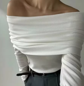 Vêtements pour femmes personnalisés, automne 2025, nouvelle mode, épaulettes, haut en tricot, col rond rétro, manches courtes, pull décontracté pour femmes - Product Image 1