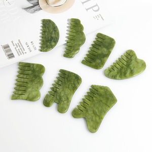 Kindfull Großhandel Xiuyan Jade Kamm Natürlicher Gua Sha Kopfmassage-Kamm Kopf-<span class=keywords><strong>Meridian</strong></span> Gesichts-Schabewerkzeug zur Entspannung - Product Image 5