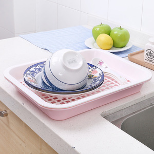 Rectangular Double Layer Plastic Fruit Tray L Size Stackable Kitchen Vegetable Drainer Mixed Color Packaging - Product Image 3