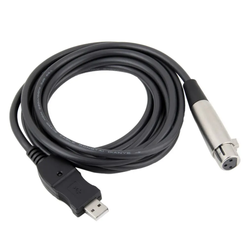 Preto 3M 9FT USB macho para cabo XLR fêmea cabo adaptador microfone MIC Link cabo Studio Audio Link cabo