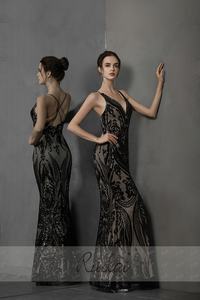 Ruolai PEV-L3125 Vintage scollo a V ragazza <span class=keywords><strong>abito</strong></span> da sera cristallo trasparente <span class=keywords><strong>nero</strong></span> <span class=keywords><strong>paillettes</strong></span> sirena <span class=keywords><strong>abito</strong></span> <span class=keywords><strong>lungo</strong></span> Prom - Product Image 6