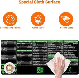 Tappetino per Mouse Personalizzato Impermeabile con Scorciatoie Excel, Antiscivolo con Bordi Cuciti, Extra Large XXL per PC e Ufficio - Product Image 6