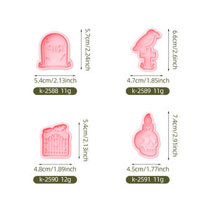 Molde de galleta de dibujos animados 3D de la serie de Halloween, Puerta de Hierro impresa con calabaza DIY, tumba de esqueleto, galleta de <span class=keywords><strong>cuervo</strong></span> para herramientas de galletas - Product Image 6