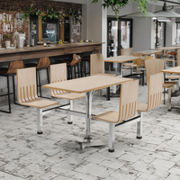 Tables à manger contemporaines en contreplaqué durables avec structure en fer, 4 places, pour écoles, hôpitaux, cafétérias, salles de classe, universités, salles de réception, résistantes à l'eau