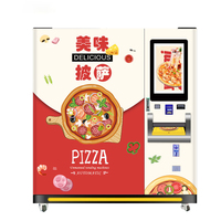 Distributeur automatique de pizzas surgelées chauffées, combo aliments chauds automatiques, billets pour centres commerciaux, cartes de crédit