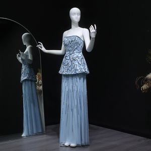 Robe de soirée élégante <span class=keywords><strong>rose</strong></span> pâle en sequins et cristaux Sharon Said SS218, deux pièces, Dubaï, pour femmes, robes de mariée, prix de gros - Product Image 5