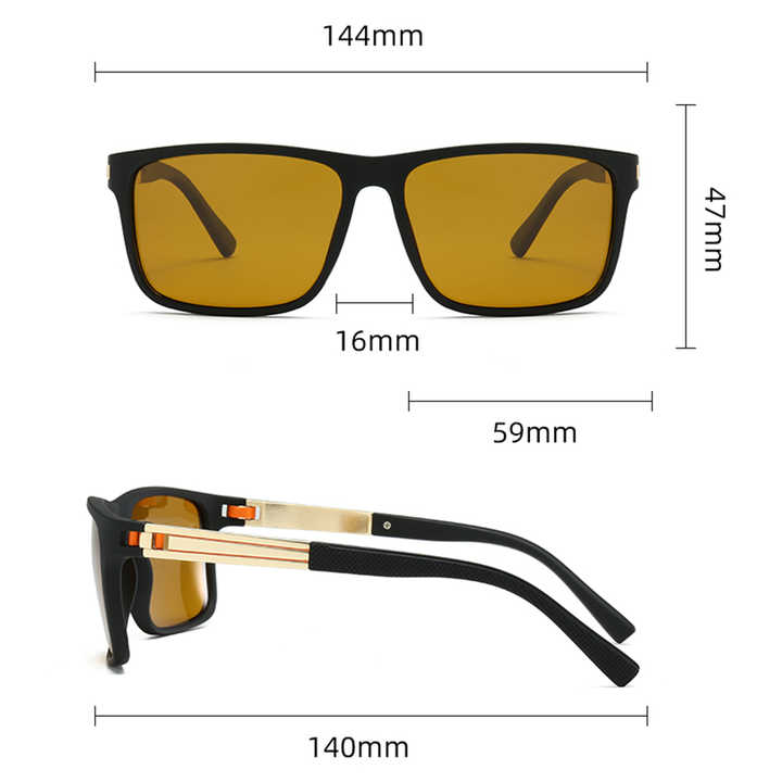 SIPLION Men's Polarized Sunglasses - Night Driving Glasses, Yellow Lens, Aerospace Metal Frame