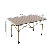 Table de camping pliable surdimensionnée et relevable, légère, en acier à haute teneur en carbone, avec rangement profond, mobilier d'extérieur