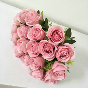 Ramo de flores aritificiales, 18 cabezas de rosas de seda con Sterms, flores artificiales para ramos de novia, flor central de boda - Product Image 5