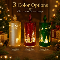 Lampe à bougie LED en verre de Noël de 20 cm, décoration de fête, centre de table, décoration intérieure, éclairage