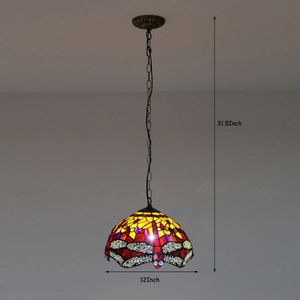 Lámparas Colgantes de Estilo Rústico Europeo LongHuiJing, Pantalla de Vidrio con Patrón de Libélula, para Dormitorio, 12 Pulgadas, Lámparas de Cocina - Product Image 3