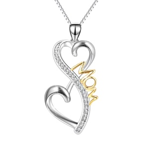 Collar con Colgante de Doble Corazón de Plata de Ley S925 Chapado en Rodio de Primera Calidad SPJ, Joyería de Compromiso con Circonita Cúbica 5A para Mujer - Product Image 1