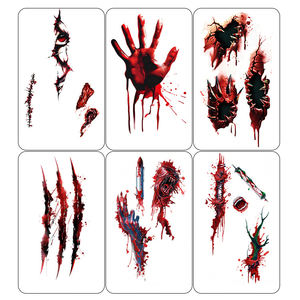 Tatuajes Temporales de <span class=keywords><strong>Agua</strong></span> con Diseño de Sangre, Adhesivos de Tatuajes de Moda Resistentes al <span class=keywords><strong>Agua</strong></span>, Compra al por Mayor para Cara y Cuerpo - Product Image 3