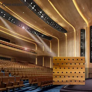 GoodSound Conference Hall Project Tablero de decoración de pared y techo Panel acústico de madera perforado Diseño de modelo 3D