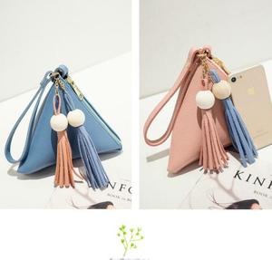 三角洲三角女式PU皮革金字塔手拿包休闲拉链锁包钥匙流苏红色蓝色手工定制颜色 - Product Image 6