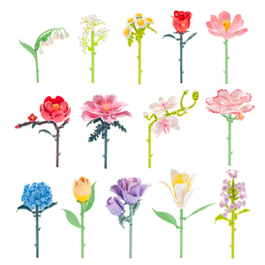 Juego de Bloques de Construcción de Flores, Planta en Maceta con Caja de Regalo, Juego de Ladrillos MOC, Juegos de Bricolaje para Niños, Juguetes Educativos 655042-655055 - Product Image 1