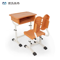Ensemble chaise et bureau d'école moderne avec structure métallique, dossier ventilé en plastique et tiroir de rangement – Bureau individuel pour salle de classe et étude