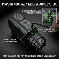 Combo laser vert clair 250LM LED avec fixation rapide pour entraînement au tir, lampe torche tactique compacte