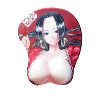 Tapis de souris personnalisé en silicone avec repose-poignet, motif fille anime féminine à tétons apparents, en stock