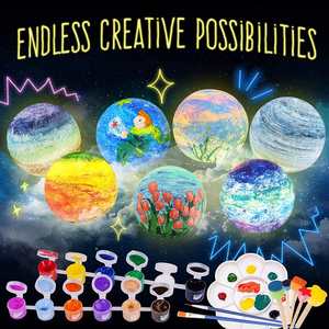 Lampada Notturna Divertente Terra e Spazio, Kit Fai-da-Te per Dipingere <span class=keywords><strong>una</strong></span> <span class=keywords><strong>Luna</strong></span> Galattica Luminosa con Supporto, Luce Lunare 3D per Regali ai Bambini - Product Image 3