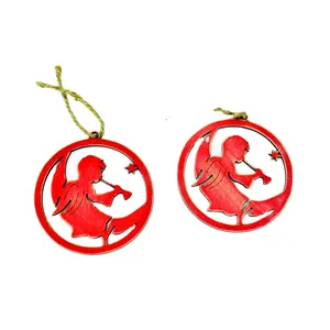 Latest Design Christmas Tree Ornament Decoration Laser Cut Attractive Wholesale Supplies Red Powder Coated