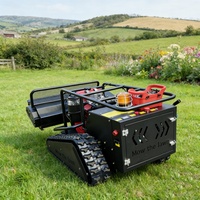 Tondeuse rotative sur chenilles industrielle intelligente télécommandée, à moteur diesel 4 temps 190cc haute puissance, avec élévateur hydraulique