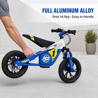 Moto électrique tout-terrain HUS pour enfants, 12 pouces, batterie lithium 36V, cadre en aluminium, frein hydraulique, pneus résistants à l'usure, 75 kg, 3-6 ans